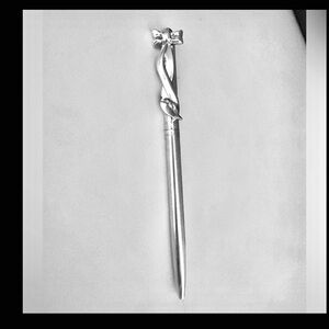 TIFFANY & Co 925 Sterling Silver Ribbon Bow Pen with Decorative Clip - WORKS